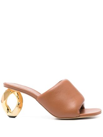 J.W.Anderson 80mm Chain-heel leather sandals - women - Calf Leather/Calf Leather/Calf Leather - 38 - Brown