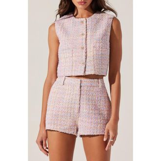 ASTR the Label Wynn Tweed Crop Vest in Pink Multi at Nordstrom Rack, Size Large