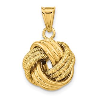 Diamond2Deal 14k Yellow Gold Polished Textured Love Knot Pendant