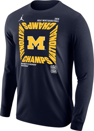 Nike Jordan Mens Michigan (Team) Jordan College Long-Sleeve T-Shirt in Blue | M12333P460FFMI-NAV