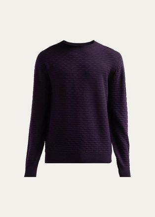 Giorgio Armani Geometric Textured Virgin Wool Crewneck Sweater