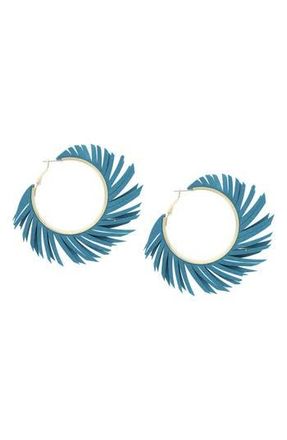 Olivia Welles Fringe Hoop Earrings in Gold /Teal at Nordstrom Rack