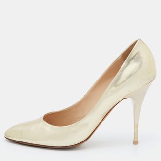 Giuseppe Zanotti Gold Leather Round Toe Pumps
