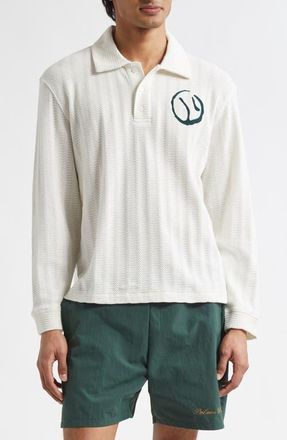 Palmes Embroidered Pointelle Polo Sweater in Off White at Nordstrom, Size Medium
