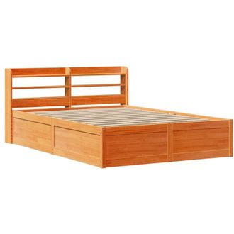 vidaXL Estructura Cama Con Cabecero Madera Pino Marr&oacute;n Cera 120x190 Cm Vidaxl