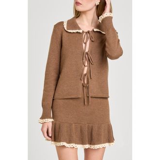 Wayf Ginger Tie Cardigan in Mocha at Nordstrom, Size X-Small