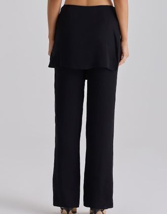 House of CB Leona - Pantaloni in rasatello nero con gonna oversize