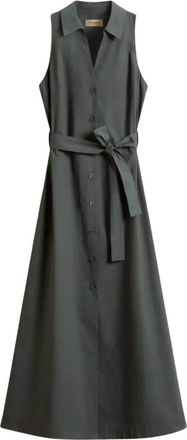 Woolrich Shirt Dress met Ceintuur - Dames - Shirt Kleedjes - Groen - M - Katoen - Kleedjes