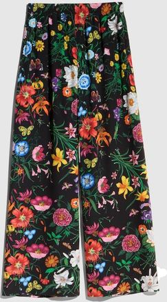 Gucci Printed Silk Leisure Pants, Black
