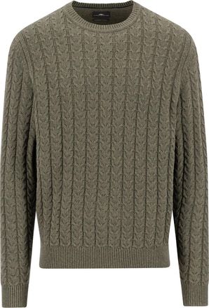 Fynch-Hatton Strickpullover FYNCH-HATTON, Herren, Gr. XXL, schwarz khaki, Strick, Obermaterial: 65% Baumwolle, 35% Wolle, unifarben, normal h&uuml;ftbedeckend, Rundhals