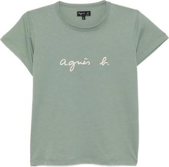 agnès b. logo-print cotton T-shirt - women - Organic Cotton - 2 - Green
