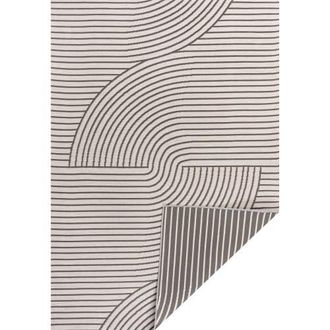 Jonathan Y Designs Arielle Mid-Century Modern Curve Stripe Reversible Machine-Washable Indoor/Outdoor Area Rug in Dark Gray/cream at Nordstrom, Size 3Ft 0In