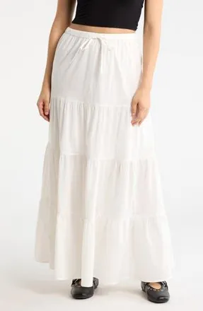 Abound Tiered Cotton Maxi Skirt in Ivory at Nordstrom Rack, Size X-Small