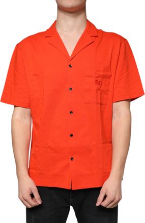 Dolce & Gabbana Mens Orange Cotton Button Down Casual Polo Shirt