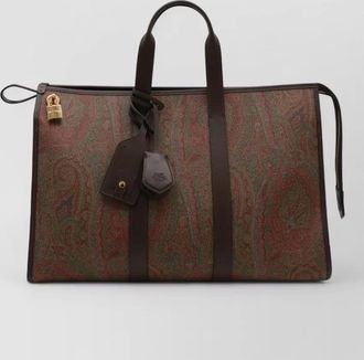 Etro paisley travel bag leather trim tag