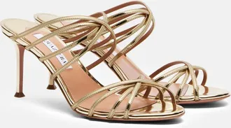 Aquazzura Tell Me mirrored leather mules