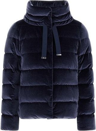 Herno High-Collar Velvet Short Coat