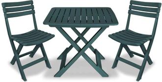 vidaXL Mesa Y Sillas Bistr&oacute; De Jard&iacute;n Plegables 3 Pzas Pl&aacute;stico Verde Vidaxl