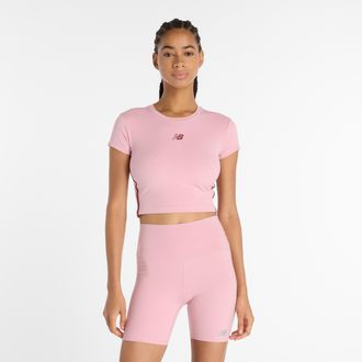 New Balance Trainingsshirt NEW BALANCE Harmony Fitted T-Shirt, Damen, Gr. XL, rosa (pink taffy), Obermaterial: 74% Polyester, 26% Elasthan, Shirts Trainingsshirt,