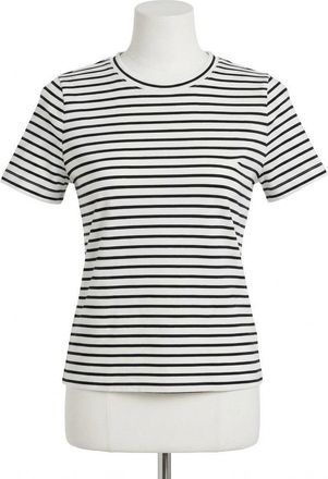Spanx Cotton Crewneck Tee In Black White