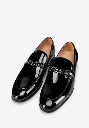 Wittchen Heren loafers met ketting en amandelvormige neus, zwart