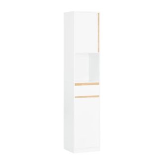 SoBuy Armario alto para ba&ntilde;o con 1 caj&oacute;n y 2 puertas blanco