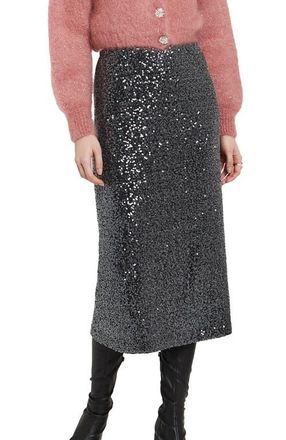 ottod'Ame Longuette Skirt With Sequins in Metallic Silver at Nordstrom, Size 38 It