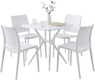 Clp Conjunto De Muebles De Jard&iacute;n Amino Con 4 Sillas Blanco