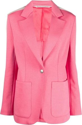 Palm Angels Katoenen Blazer met Gestreepte Mouwen - Dames - Blazers - Roze - M - Katoen - Jassen