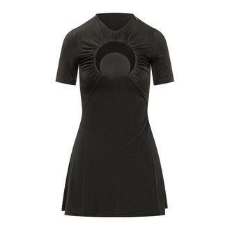 Marine Serre Moon Gathered Mini Dress - female - Marine Serre - Short Dresses - Black - 2XS - Dresses