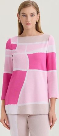 Ming Wang Colorblock Jacquard Soft Knit Tunic in Carmine Rose/pink at Nordstrom, Size X-Large P