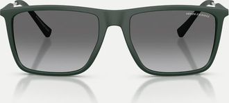 A|X Armani Exchange Occhiali da sole squadrati verde scuro opaco con lenti grigie