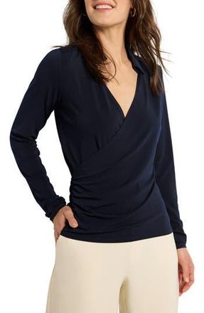 Nic+Zoe Collared Faux Wrap Top in Dark Indigo at Nordstrom Rack, Size X-Small