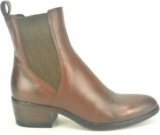 Mjus Bruine laars met elastisch detail - Dames - Cowboylaarzen - Bruin - 37 EU - Schoenen