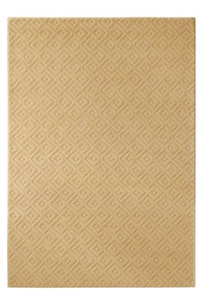 Wecon Home Alfombra de lana con relieve beige arena 140x200