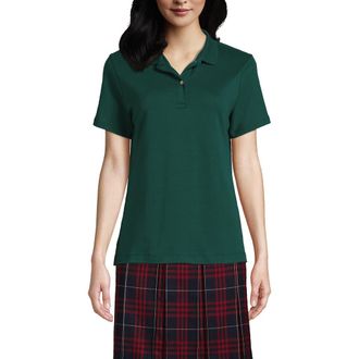 Lands End School Uniform Short Sleeve Feminine Fit Interlock Polo Shirt in Evergreen at Nordstrom, Size Xx-Small