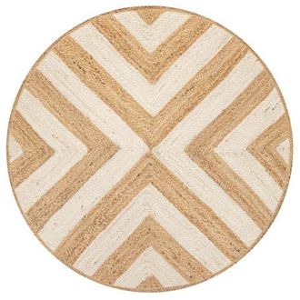 Jonathan Y Designs Piper Two-Tone Chevron Round Jute Round Area Rug in Cream/natural at Nordstrom, Size 4Ft 0In X 4Ft 0In