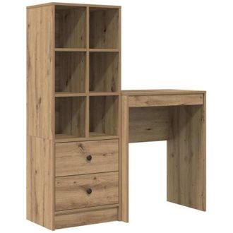 vidaXL Escritorio Con Almacenamiento Con Caj&oacute;n 2 Pcs Roble Artisan Vidaxl