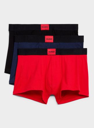 HUGO BOSS Mens 2.5 black/red/navy trunks Cotton 3-pack