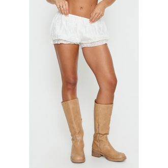 Princess Polly Queens Boulevard Frilled Shorts in White at Nordstrom, Size 10