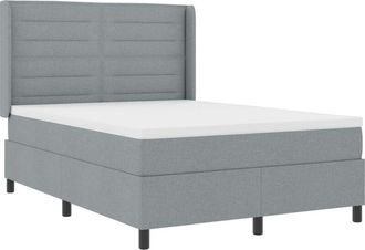 vidaXL vidaXL Box Spring Bed with Mattress & LED Light Grey 140x200 cm Fabric