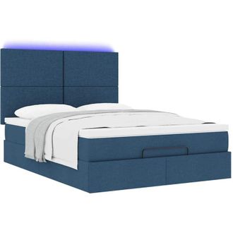 vidaXL Estructura De Cama Otomana Con Colch&oacute;n Tela Azul 140x190cm Vidaxl