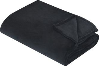Beliani Manta Negra 150 X 200 Cm Poli&eacute;ster Colcha Cubrecama Suave Moderno Bayburt