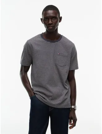 Tommy Hilfiger Mens Striped Pocket T-Shirt - Black Stripe - XXXL