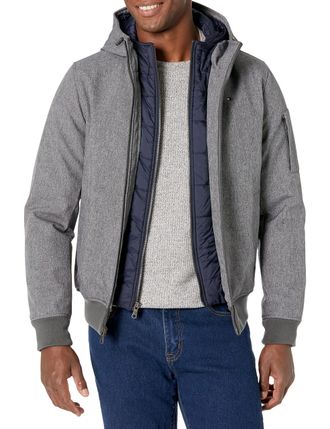 Tommy Hilfiger Mens Soft Shell Sherpa Lined Performance Jacket, New Heather Gre, M