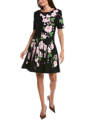 Oscar De La Renta Oscar De La Renta Cherry Blossom Jacquard Knit Dress