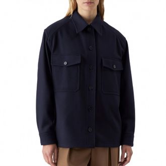 Closed Womens Wool Overshirt In Dark Night