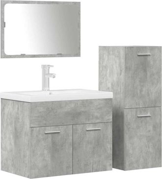 vidaXL Juego Muebles De Ba&ntilde;o 4 Pzas Madera Contrachapada Gris Hormig&oacute;n Vidaxl