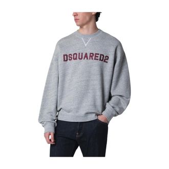 Dsquared2 Sweatshirts, male, Gray, Size: L D2 College Short & Wide Crewneck