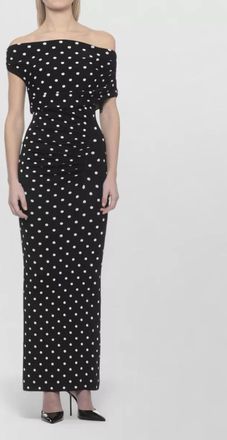 Self Portrait polka-dot one-shoulder asymmetric short-sleeve midi dress